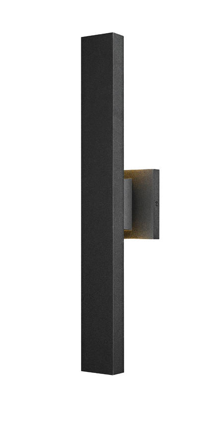 Z-Lite Edge 5" W x 21" H 2-Light LED Black Outdoor Wall Sconce With Sandblast Glass Shade