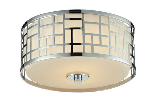 Z-Lite Elea 12" 2-Light Chrome Flush Mount Lighting With Matte Opal Glass Shade