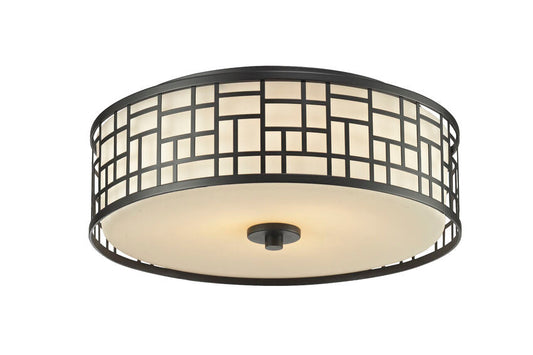 Z-Lite Elea 17" 3-Light Bronze Flush Mount Lighting With Matte Opal Glass Shade