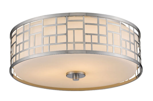 Z-Lite Elea 17" 3-Light Brushed Nickel Flush Mount Lighting With Matte Opal Glass Shade