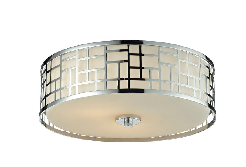 Z-Lite Elea 17" 3-Light Chrome Flush Mount Lighting With Matte Opal Glass Shade