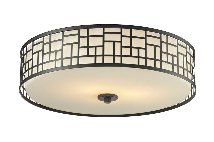 Z-Lite Elea 21" 3-Light Bronze Flush Mount Lighting With Matte Opal Glass Shade