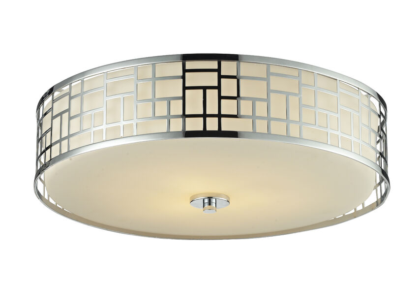 Z-Lite Elea 21" 3-Light Chrome Flush Mount Lighting With Matte Opal Glass Shade