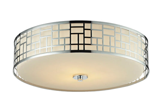 Z-Lite Elea 21" 3-Light Chrome Flush Mount Lighting With Matte Opal Glass Shade