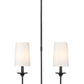 Z-Lite Emily 6" 2-Light Matte Black Island Light With Off White Cloth Cover Shade