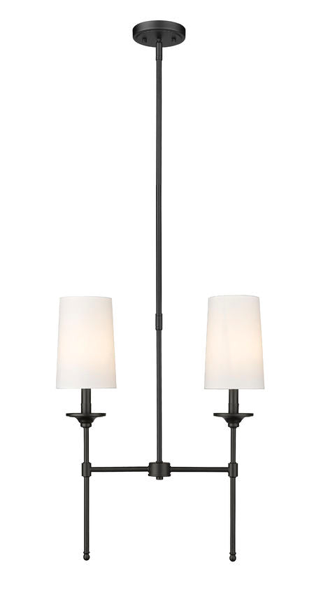 Z-Lite Emily 6" 2-Light Matte Black Island Light With Off White Cloth Cover Shade
