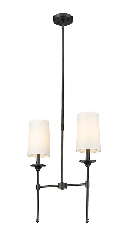 Z-Lite Emily 6" 2-Light Matte Black Island Light With Off White Cloth Cover Shade