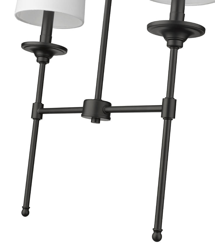 Z-Lite Emily 6" 2-Light Matte Black Island Light With Off White Cloth Cover Shade