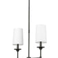 Z-Lite Emily 6" 2-Light Matte Black Island Light With Off White Cloth Cover Shade
