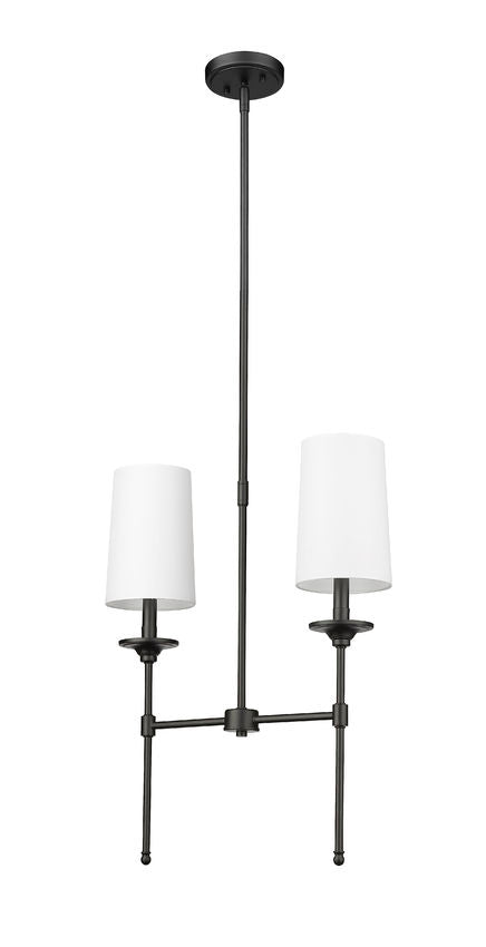 Z-Lite Emily 6" 2-Light Matte Black Island Light With Off White Cloth Cover Shade