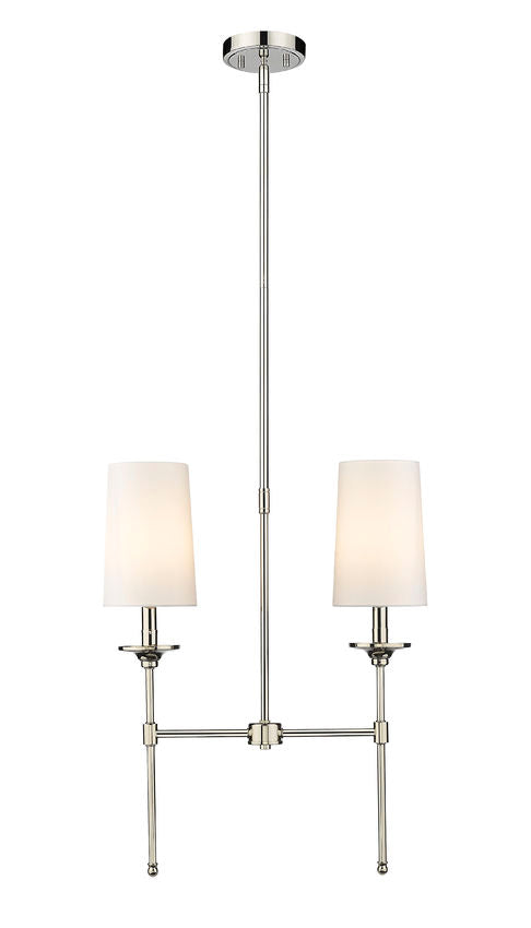 Z-Lite Emily 6" 2-Light Polished Nickel Island Light With Off White Cloth Cover Shade