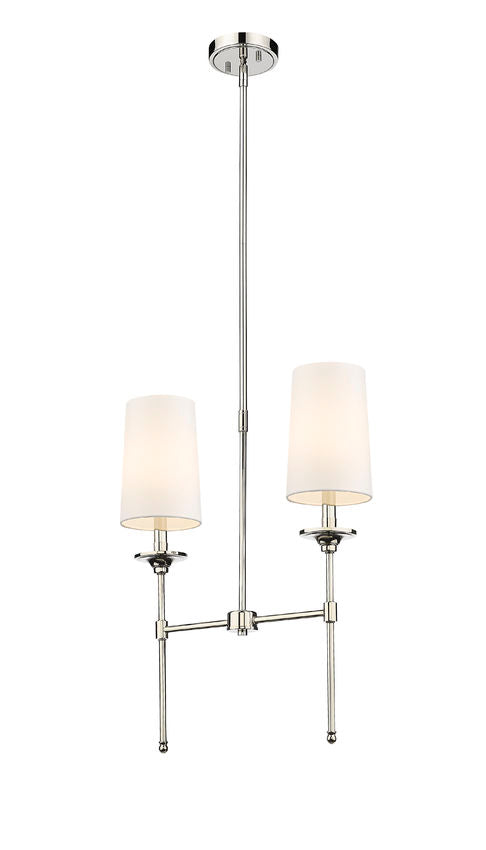 Z-Lite Emily 6" 2-Light Polished Nickel Island Light With Off White Cloth Cover Shade