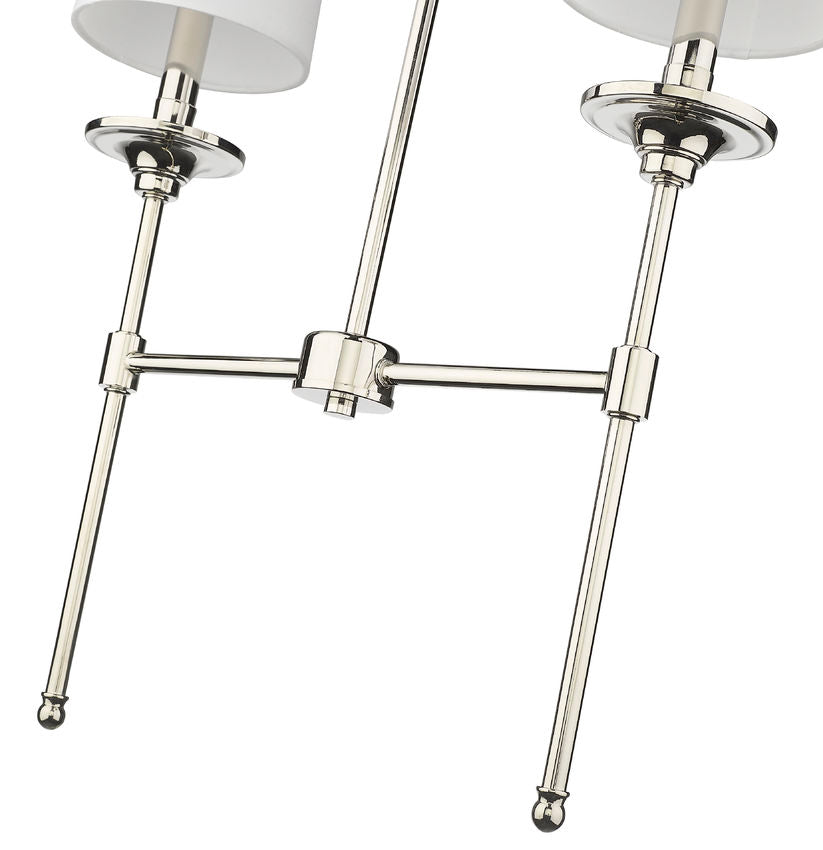 Z-Lite Emily 6" 2-Light Polished Nickel Island Light With Off White Cloth Cover Shade