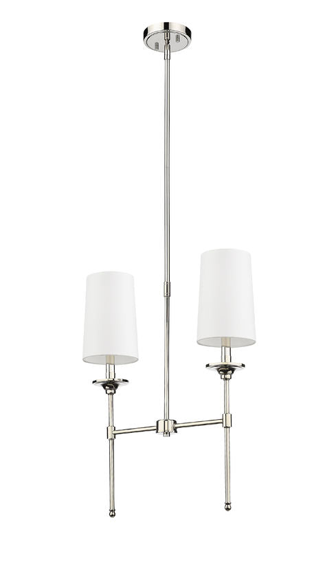 Z-Lite Emily 6" 2-Light Polished Nickel Island Light With Off White Cloth Cover Shade