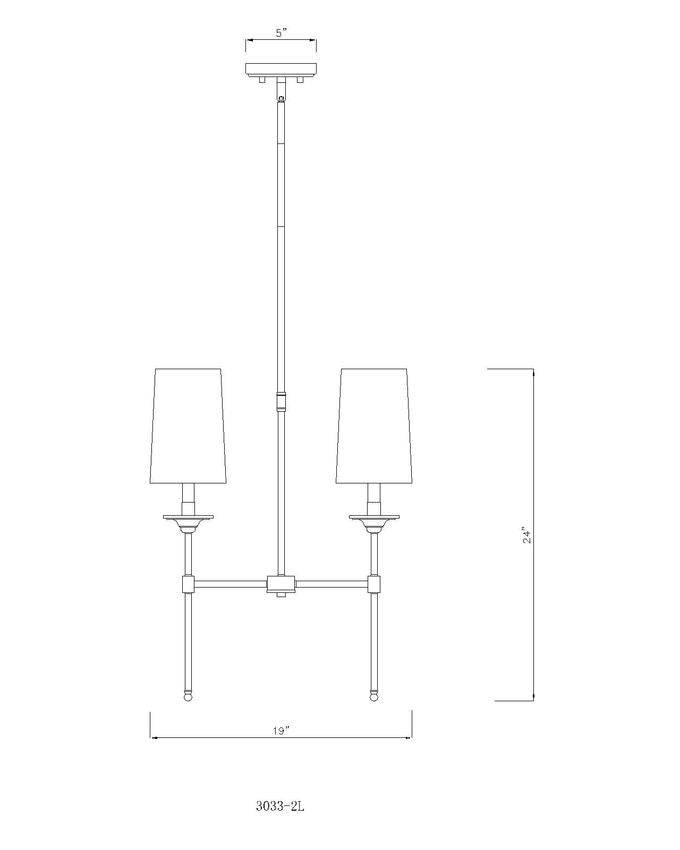 Z-Lite Emily 6" 2-Light Polished Nickel Island Light With Off White Cloth Cover Shade