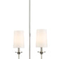 Z-Lite Emily 6" 2-Light Polished Nickel Island Light With Off White Cloth Cover Shade