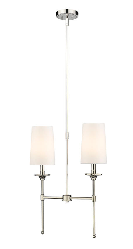 Z-Lite Emily 6" 2-Light Polished Nickel Island Light With Off White Cloth Cover Shade