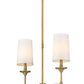 Z-Lite Emily 6" 2-Light Rubbed Brass Island Light With Off White Cloth Cover Shade