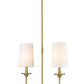 Z-Lite Emily 6" 2-Light Rubbed Brass Island Light With Off White Cloth Cover Shade