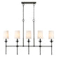 Z-Lite Emily 6" 5-Light Matte Black Island Light With Off White Cloth Cover Shade