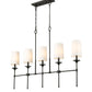 Z-Lite Emily 6" 5-Light Matte Black Island Light With Off White Cloth Cover Shade