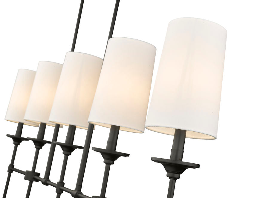 Z-Lite Emily 6" 5-Light Matte Black Island Light With Off White Cloth Cover Shade