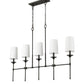 Z-Lite Emily 6" 5-Light Matte Black Island Light With Off White Cloth Cover Shade