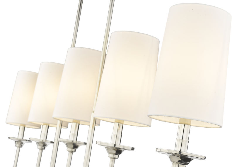 Z-Lite Emily 6" 5-Light Polished Nickel Island Light With Off White Cloth Cover Shade