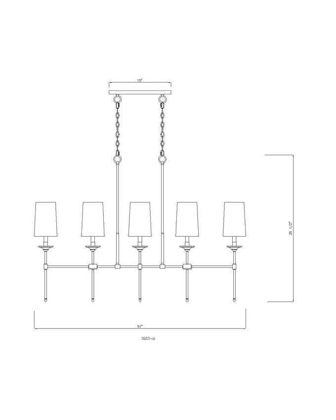 Z-Lite Emily 6" 5-Light Polished Nickel Island Light With Off White Cloth Cover Shade