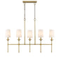Z-Lite Emily 6" 5-Light Rubbed Brass Island Light With Off White Cloth Cover Shade