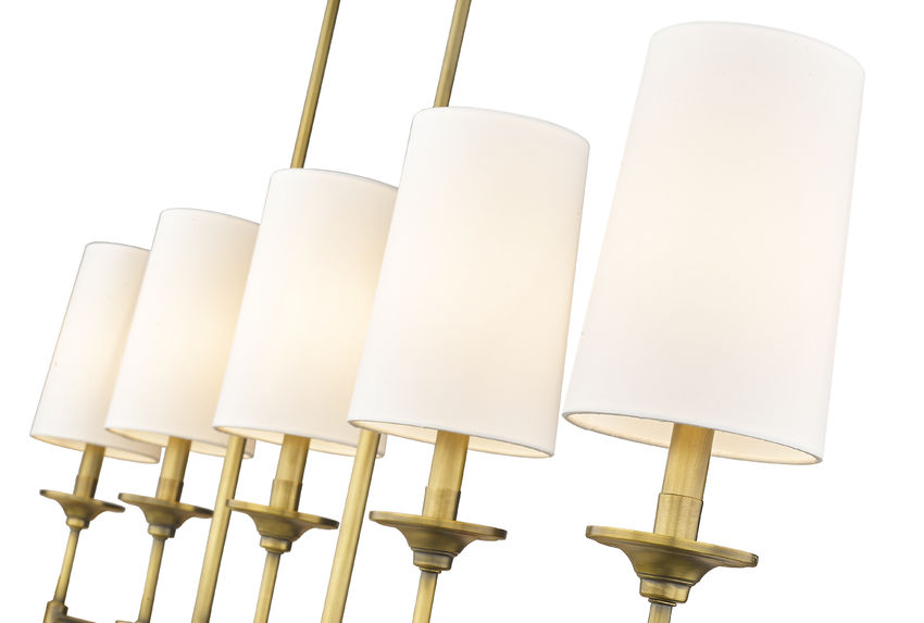 Z-Lite Emily 6" 5-Light Rubbed Brass Island Light With Off White Cloth Cover Shade