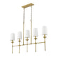 Z-Lite Emily 6" 5-Light Rubbed Brass Island Light With Off White Cloth Cover Shade