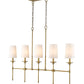 Z-Lite Emily 6" 5-Light Rubbed Brass Island Light With Off White Cloth Cover Shade