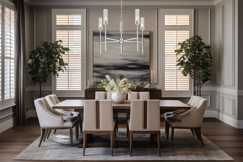 Z-Lite Esme 32" 5-Light Brushed Nickel Steel Frame Clear Glass Shade Chandelier