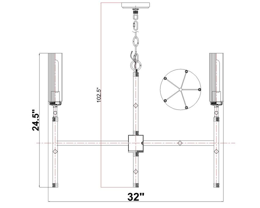 Z-Lite Esme 32" 5-Light Matte Black Steel Frame Clear Glass Shade Chandelier