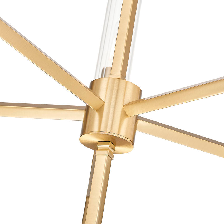 Z-Lite Esme 32" 5-Light Modern Gold Steel Frame Clear Glass Shade Chandelier