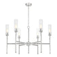 Z-Lite Esme 38" 6-Light Brushed Nickel Steel Frame Clear Glass Shade Chandelier