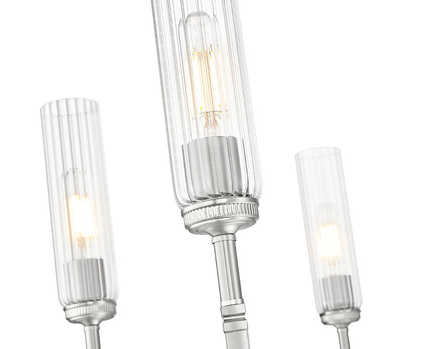 Z-Lite Esme 38" 6-Light Brushed Nickel Steel Frame Clear Glass Shade Chandelier