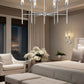 Z-Lite Esme 38" 6-Light Brushed Nickel Steel Frame Clear Glass Shade Chandelier
