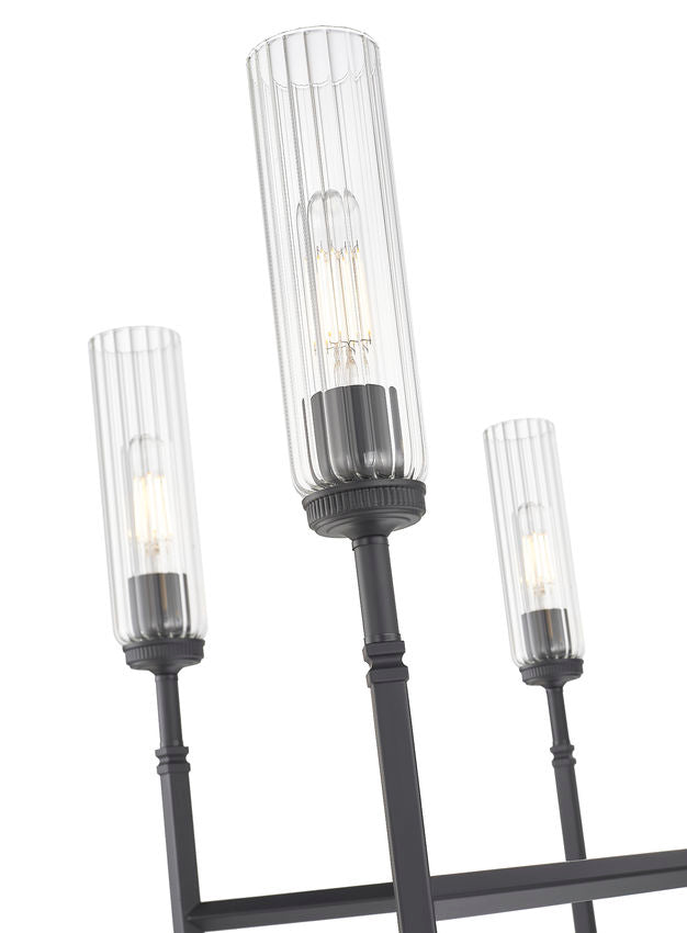 Z-Lite Esme 38" 6-Light Matte Black Steel Frame Clear Glass Shade Chandelier