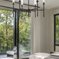 Z-Lite Esme 38" 6-Light Matte Black Steel Frame Clear Glass Shade Chandelier