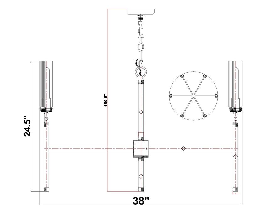 Z-Lite Esme 38" 6-Light Matte Black Steel Frame Clear Glass Shade Chandelier