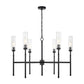 Z-Lite Esme 38" 6-Light Matte Black Steel Frame Clear Glass Shade Chandelier