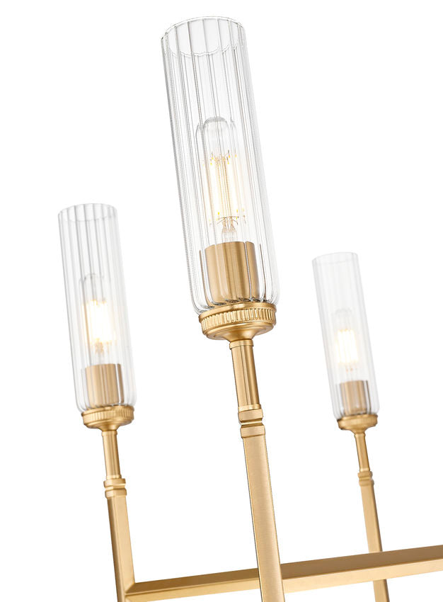 Z-Lite Esme 38" 6-Light Modern Gold Steel Frame Clear Glass Shade Chandelier