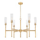 Z-Lite Esme 38" 6-Light Modern Gold Steel Frame Clear Glass Shade Chandelier