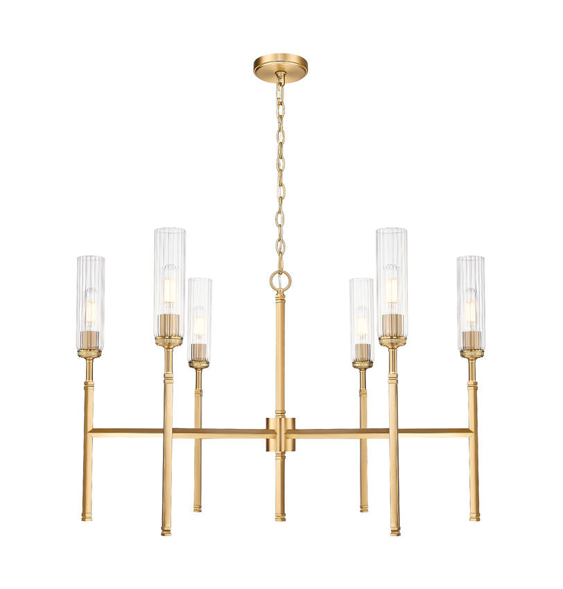 Z-Lite Esme 38" 6-Light Modern Gold Steel Frame Clear Glass Shade Chandelier