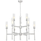 Z-Lite Esme 38" 9-Light Brushed Nickel Steel Frame Clear Glass Shade Chandelier