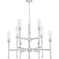 Z-Lite Esme 38" 9-Light Brushed Nickel Steel Frame Clear Glass Shade Chandelier