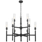 Z-Lite Esme 38" 9-Light Matte Black Steel Frame Clear Glass Shade Chandelier