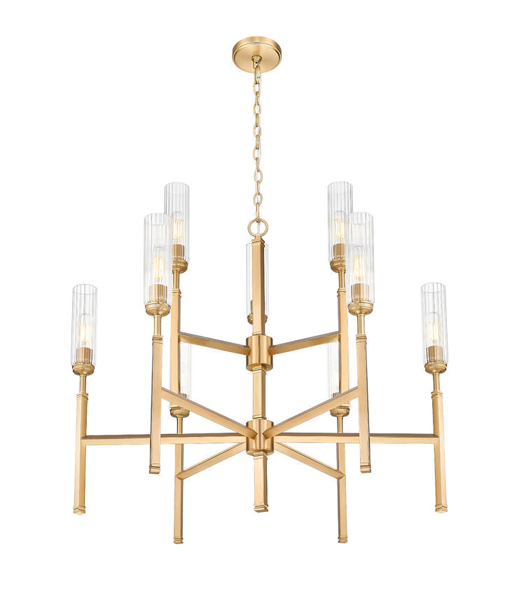 Z-Lite Esme 38" 9-Light Modern Gold Steel Frame Clear Glass Shade Chandelier